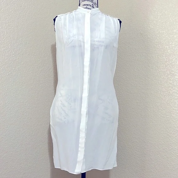 All Saints | Dresses | All Saints Sheer Ivory Silk Sleeveless Button Down Shirt  Dress With Pockets | Poshmark